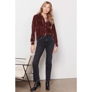 Evereve Crushed Velvet Button-Down Shirt